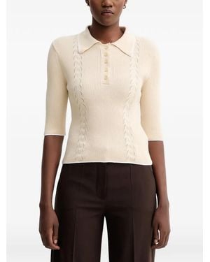 Sessun Cable-Knit Polo Shirt - White