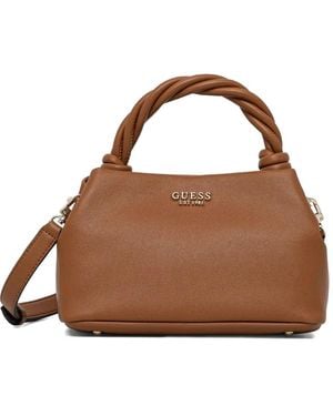 Guess Logo-Lettering Tote Bag - Brown