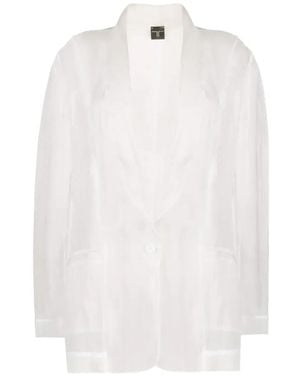 Tessitura Body Couture Organza Silk Silk Sheer Blazer - White