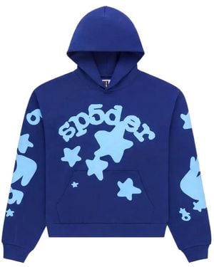 Sp5der Beluga Graphic-Print Hoodie - Blue
