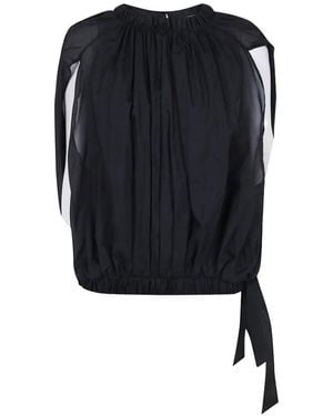 Semicouture Gathered Sleeveless Blouse - Black