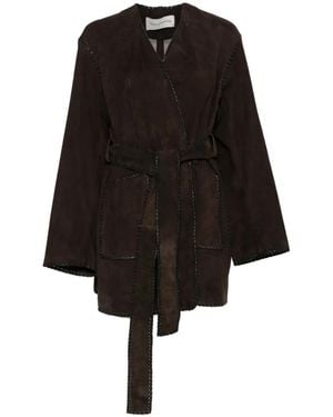 Nour Hammour Veste Anika En Daim - Black