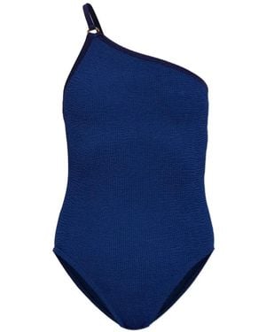 Hunza G Clara Crinkle-Effect Swimsuit - Blue