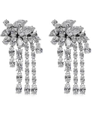 Self-Portrait Crystal-Embellished Drop Earrings - White