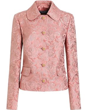 Dolce & Gabbana Single-Breasted Floral Quilted Jacquard Gabbana Jacket - Pink