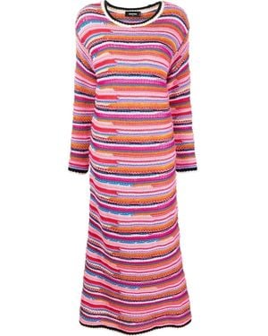 DSquared² Stripes Round Neck Maxi Dress - Red