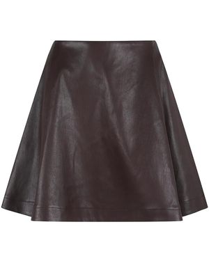 Stouls Pleated Leather Skirt - Brown
