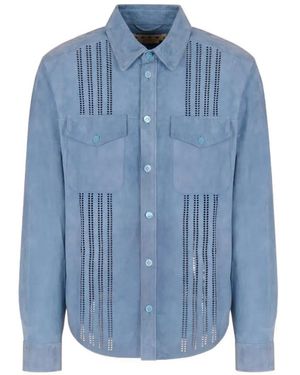 Marni Suede Shirt With Cut-Out Detailing - Blue