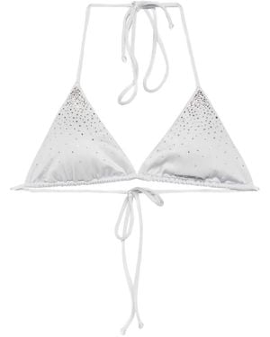 MC2 Saint Barth Annabelle Strass-Embellished Triangle Bikini Top - White
