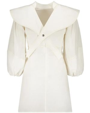 Ellery Voluminous-Sleeve Wide-Collar Dress - White