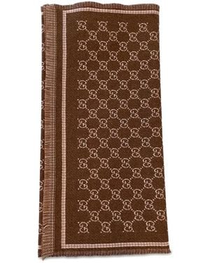 Gucci Sjaal Met Gg-Patroon - Bruin