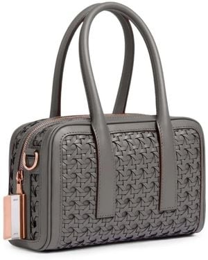 Aviteur Cristallino Cannage-Weave Leather Shoulder Bag - Grey