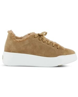 Max Mara Suede And Teddy-Fabric Trainers - Brown