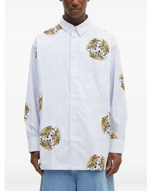 KENZO Striped Tiger-Print Shirt - White