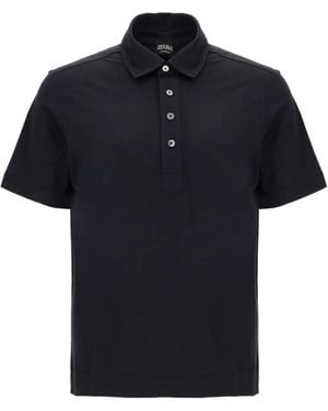 ZEGNA Button-Fastening Polo Shirt - Blue