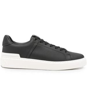 Balmain Logo-Embossed Lace-Up Trainers - White
