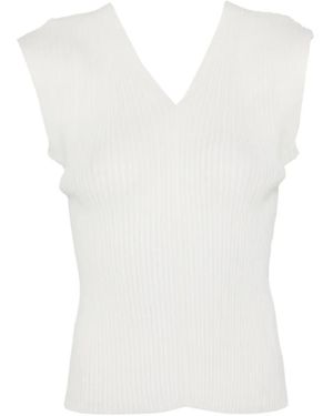 Amomento Top Con Cuello En V - Blanco