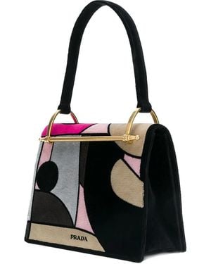 Prada Velvet Patchwork Lisolette Watkins Tote Bag - Black
