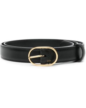 Lardini Logo-Plaque Leather Belt - Black