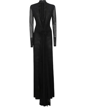 David Koma Floral-Appliqué Maxi Dress - Black
