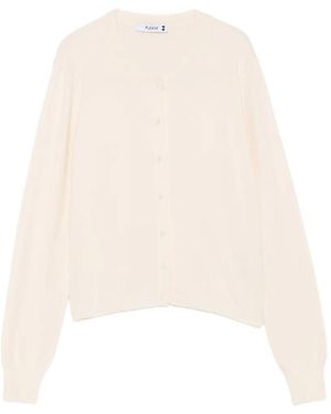 Please Button-Up Crew-Neck Cardigan - White