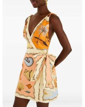 FARM Rio Souvenir Scarves Rope Straps Mini Dress - Orange