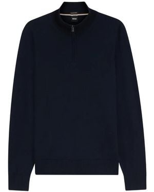 BOSS Pull À Col Zippé - Bleu