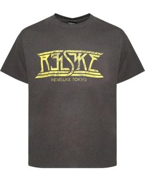 Rensuke Tokyo Logo-Print Cotton T-Shirt - Grey