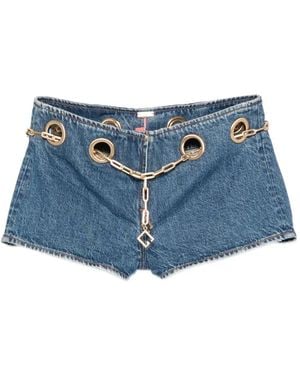 Cult Gaia Baba Chain-Belt Denim Shorts - Blue