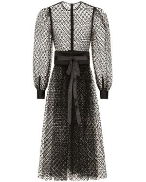 Dolce & Gabbana Mesh Corseted Midi Dress - Black