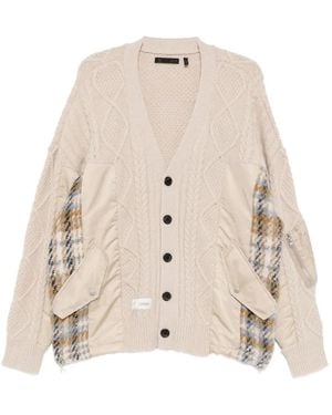 FIVE CM Cardigan Im Patchwork-Look - Natur