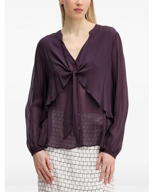 INTROPIA Layered Tie-Front Shirt - Purple