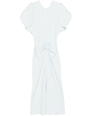 Victoria Beckham Robe Mi-Longue À Taille Froncée - Blanc
