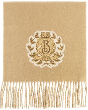 Burberry Écharpe Frangée À Blason Logo - Natural
