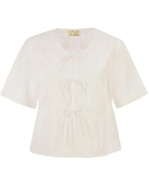 MC2 Saint Barth Broderie Anglaise Bow Top - White