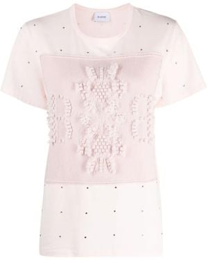 Barrie Logo-Embroidered Embellished T-Shirt - Pink
