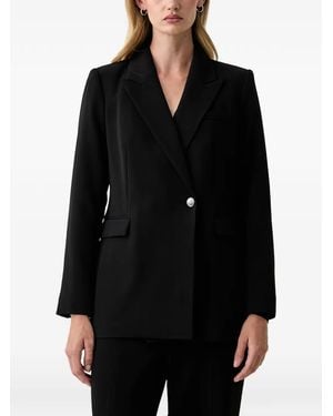 DKNY Single-Breasted Logo-Button Blazer - Black