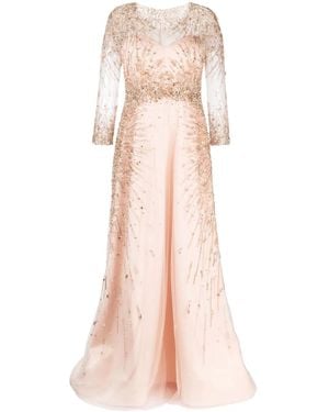 Saiid Kobeisy Canton Crepe Beaded Jumpsuit With A Wrapped