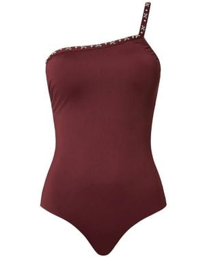 Twinset One-Shoulder Swimsuit With Embroidery - Purple