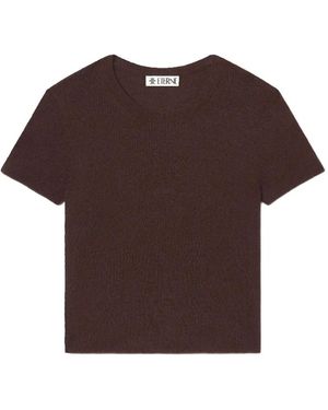ÉTERNE Short-Sleeve Cashmere T-Shirt - Brown