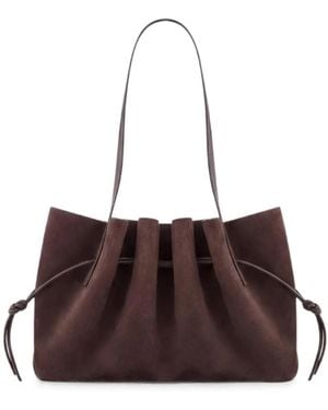 Yuzefi Scallop Pleated Shoulder Bag - Brown