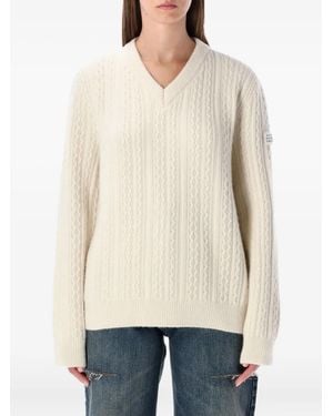 MM6 by Maison Margiela Cable-Knit V-Neck Jumper - Natural