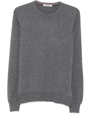Fileria Crew-Neck Ribbed-Trim Knit - Grey