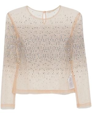 Ermanno Scervino Tulle Crystal-Embellished Top - Natural