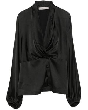 D.exterior Geknöpfte Bluse mit Knoten - Schwarz