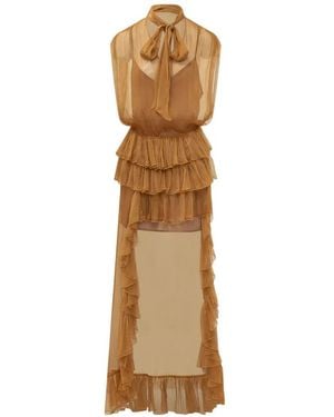 ACTUALEE Ruffled Bow-Detail Dress - Natural