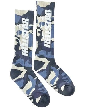 HELLSTAR Logo-Detail Camouflage Socks - Blue