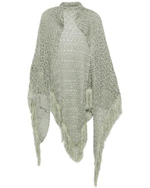 SIMONA CORSELLINI Sequin-Embellished Fringe-Trimmed Scarf - White
