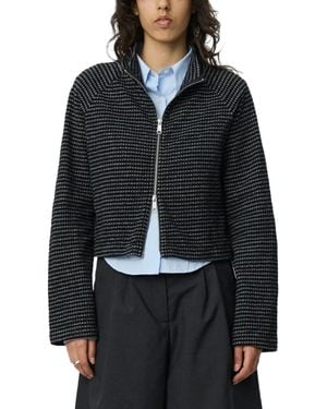 mfpen Check-Pattern Cropped Jacket - Black