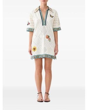 CAMILLA Embroidered Pointelle-Knit Tunic - White
